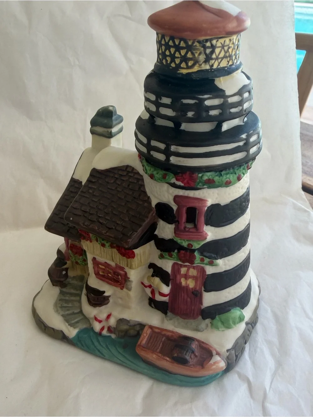 Set of 3 Vintage Christmas Village Houses – Church, Lighthouse & Cottage